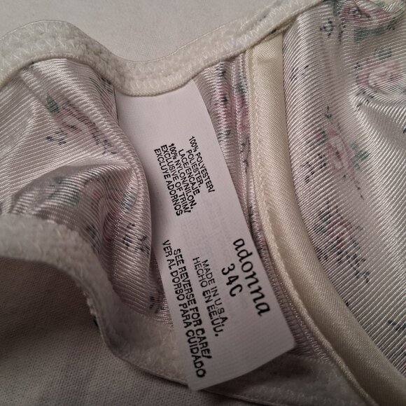 Vintage JC Penney Adonna Bra Camisole Tank Top Set 34C Pink Rose Satin Lace NEW - Picture 16 of 16